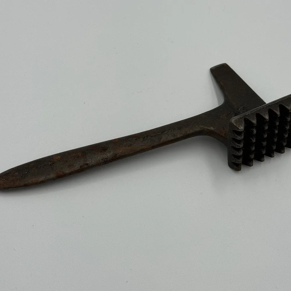 Vintage Primitive Kitchen Cast Iron Meat Tenderizer Ice Hammer 7.75